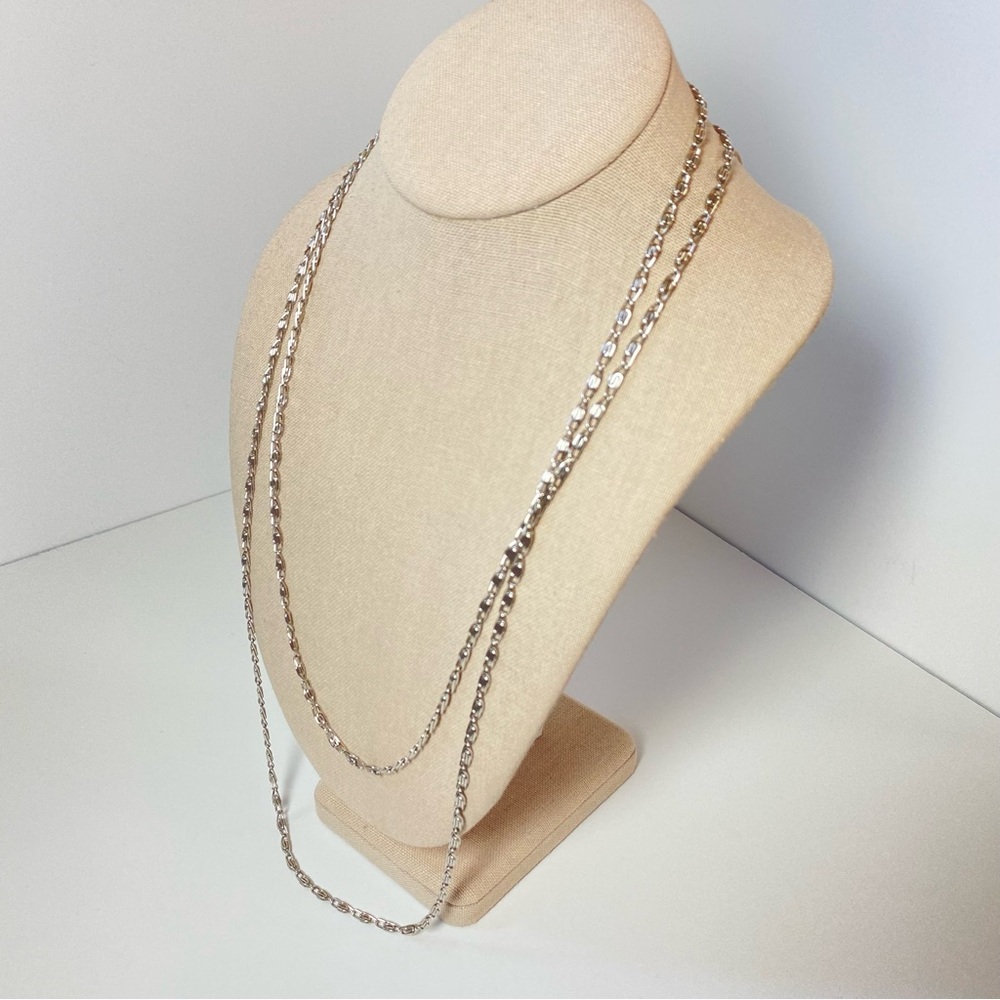 Vintage Crown Trifari Long Flapper 54" Silver Tone Scroll Snail Chain Necklace - Picture 7 of 8